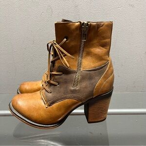 Pierre Dumas Brown Lace Up Boots with Chunky Heel